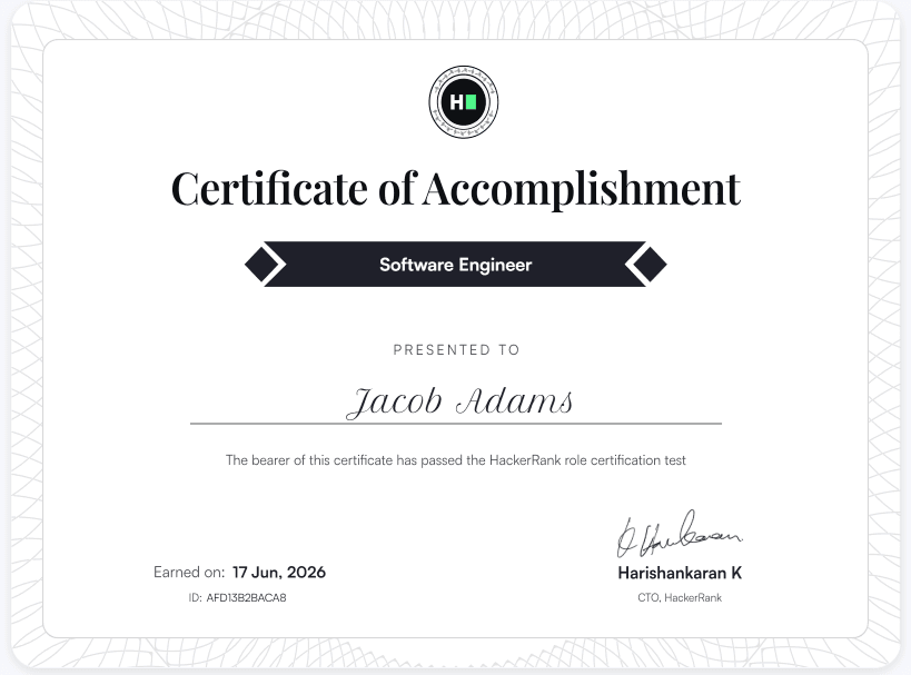 Software Engineer Certificate