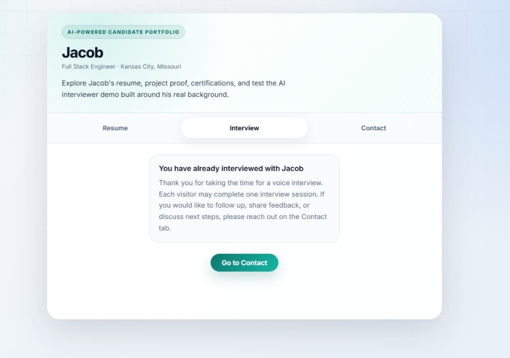 AI voice developer assistant interview status screen