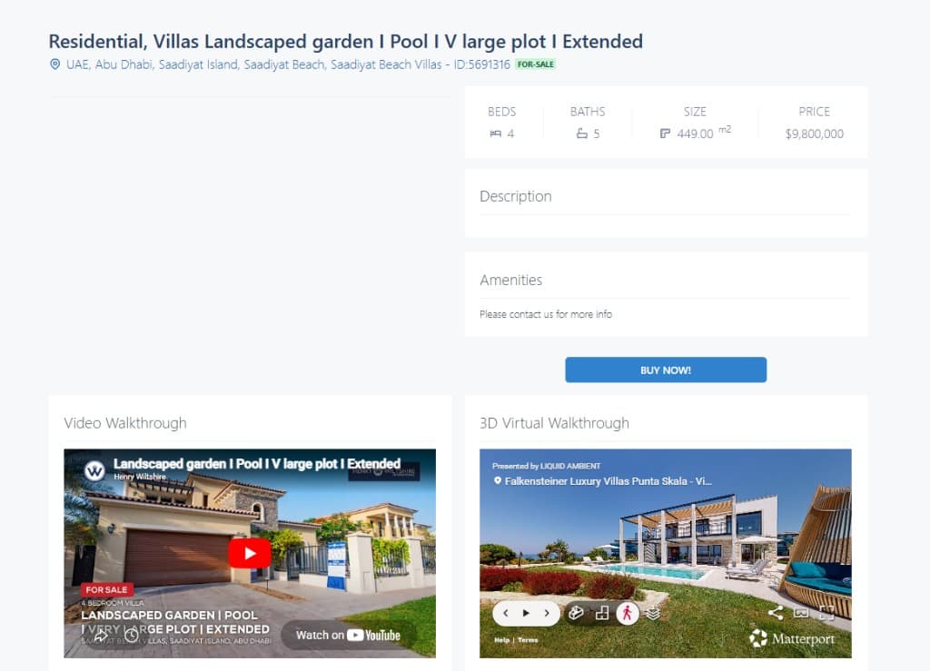 Real estate management system virtual tour exterior view